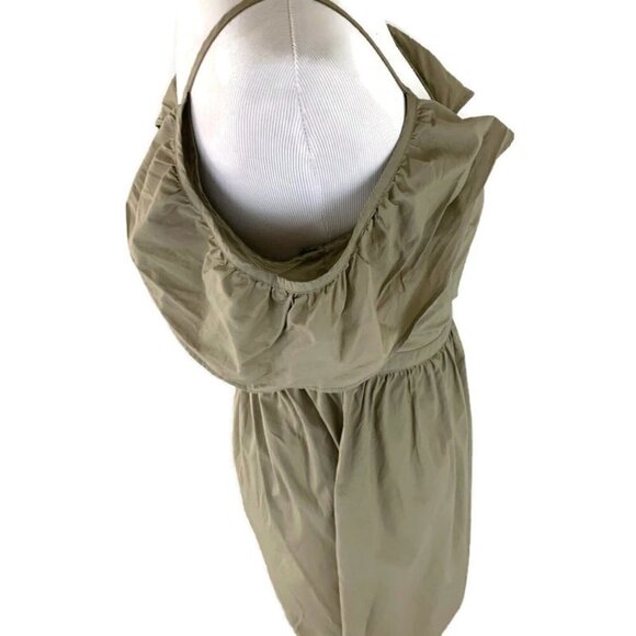 Madewell Women's Size 00 Cold Shoulder Dress Khaki Ruffles Style G7782 Tan - Picture 8 of 11